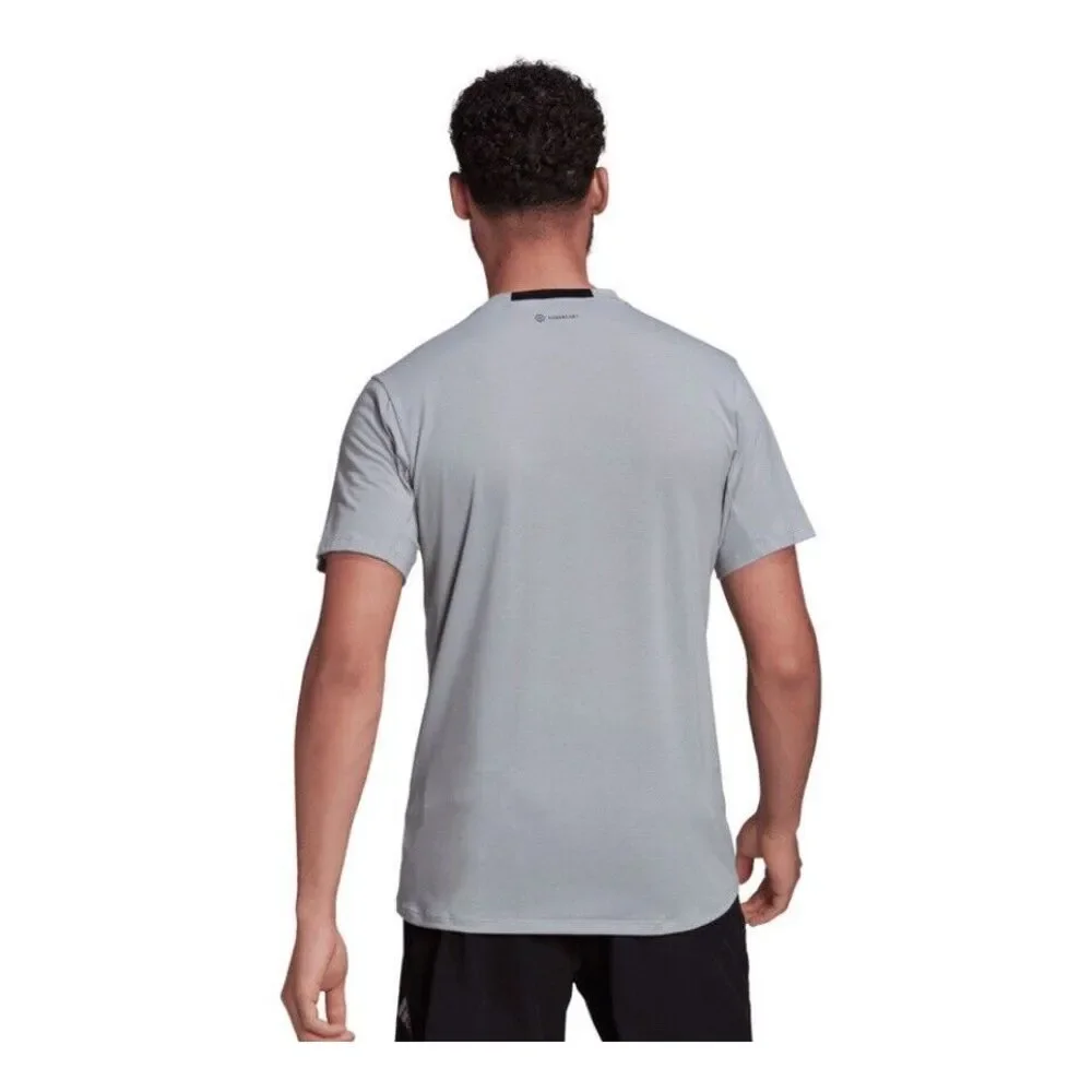 Adidas Men's Size Small Solid Color Designed For Training Tee HB9202 Gray/Silver